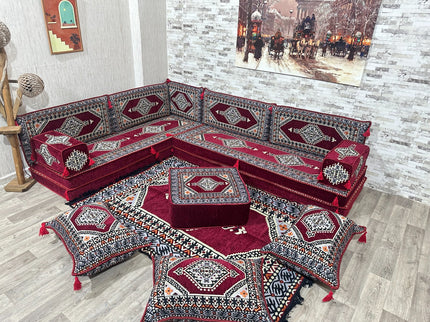 L förmiges orientalisches Sofa Set, Majlis-Sitzmöbel, Bodenkissen, Arabische Majlis, Türkisches Bode