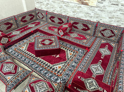 U förmiges orientalisches Sofa Set, Majlis-Sitzmöbel, Arabische Majlis, Bodenkissen, Türkisches Bode