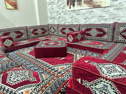U förmiges orientalisches Sofa Set, Majlis-Sitzmöbel, Arabische Majlis, Bodenkissen, Türkisches Bode