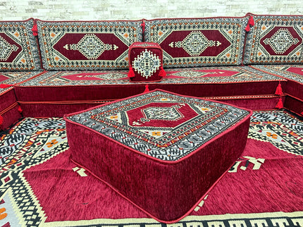 U förmiges orientalisches Sofa Set, Majlis-Sitzmöbel, Arabische Majlis, Bodenkissen, Türkisches Bode