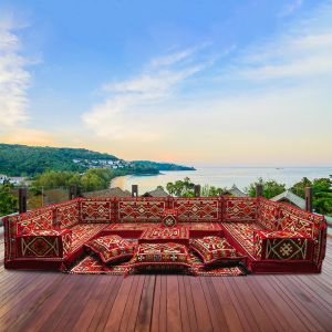 U förmiges orientalisches Sofa Set, Majlis-Sitzmöbel, Arabische Majlis, Bodenkissen, Türkisches Boden Sitzset